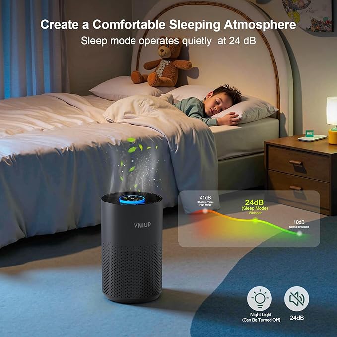 Air Purifiers for Bedroom Home up to 800 ft², Vniup H14 True HEPA Room Air Purifiers for Bedroom, with Fragrance Function Sleep Mode& Light Mode Air Cleaner for Pet Dander Odor Dust Smoke-PawvioPets