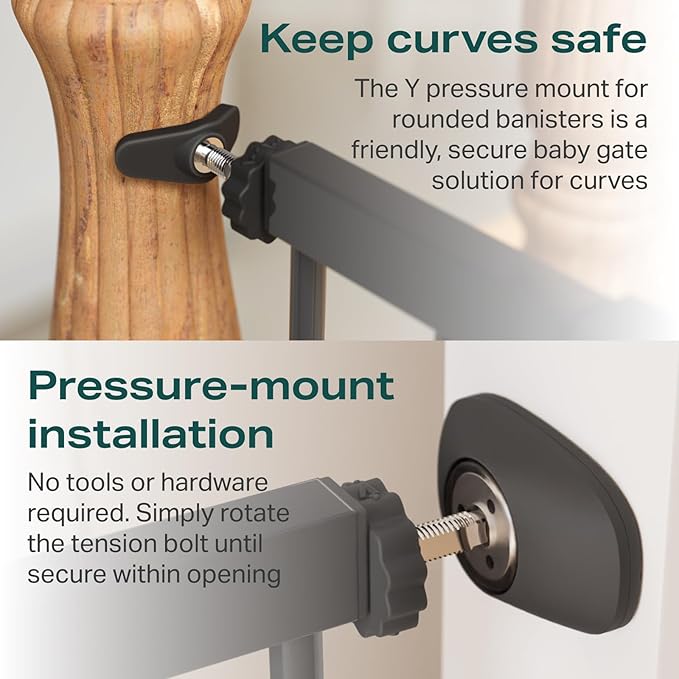 Cumbor 29.7-57" Extra Wide Baby Gate for Stairs, Mom's Choice Awards Winner-Dog Gate for Doorways, Pressure Mounted Walk Through Safety Child Gate for Kids Toddler, Tall Pet Puppy Fence Gate, Black-PawvioPets