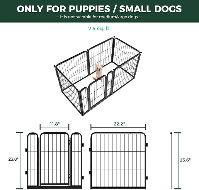 FXW Homeplus Unleashed Indoor Dog Playpen - Stress-Free and Safe Play, Heavy Duty 24 Inch 6 Wire Panels Dog Pen for Puppy and Small Dogs, Black│Patented-PawvioPets