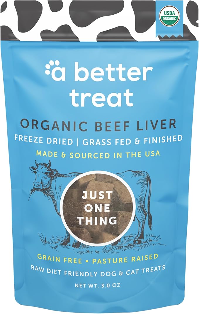 A Better Treat – Organic, Freeze Dried, Single Ingredient, 100% Grass Fed and Finished Beef Liver Dog Treats, Cat Treats | Natural Healthy | Grain Free, High Protein, Diabetic Friendly | Made in USA-PawvioPets