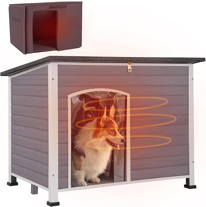 Aivituvin Insulated Dog House for Winter Outdoor Dog Kennel with All-Around Iron Frame- 100% Insulated Guarantee-PawvioPets