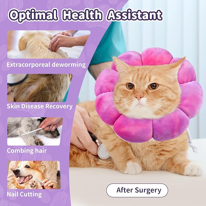 Dog Cat Surgical Recovery Cone Dog Protective Collar, Pet Recovery E-Collar Soft Neck Cone to Stop Licking Wound for Cats & Kittens Small Dog After Surgery-PawvioPets