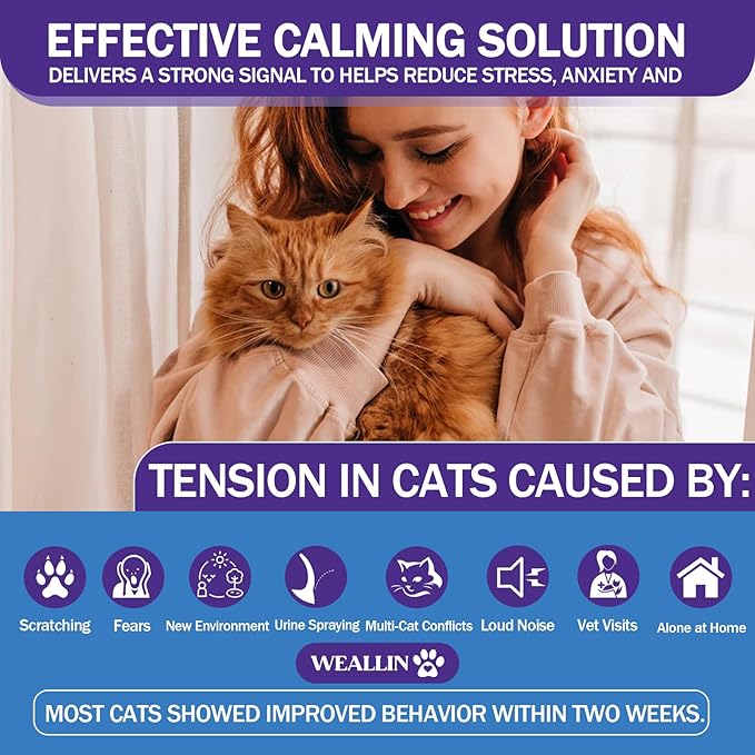 6 Pack Cat Calming Diffuser Refills - Cat Pheromones Calming Diffuser Refill Relieve Anxiety & Stress 6 Month Supply, Cat Pheromone Diffuser Refills (Fits All Common Diffuser Heads)-PawvioPets