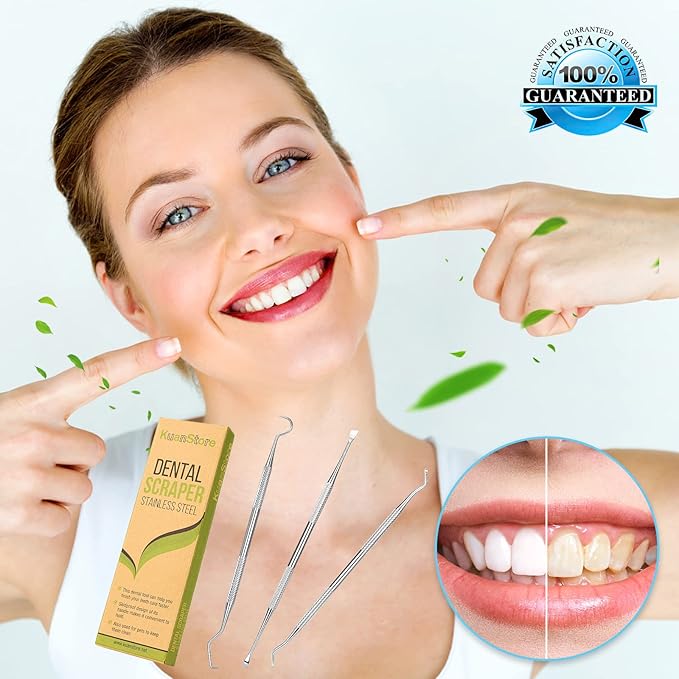 Dental Tools, 3 Pack Teeth Cleaning Tools Stainless Steel Dental Scraper, Pick Hygiene Set for Dentist, Personal Using, Family Oral Care, Pets, Cat, Dog - Tooth Tartar Plaque Scraper Remover-PawvioPets