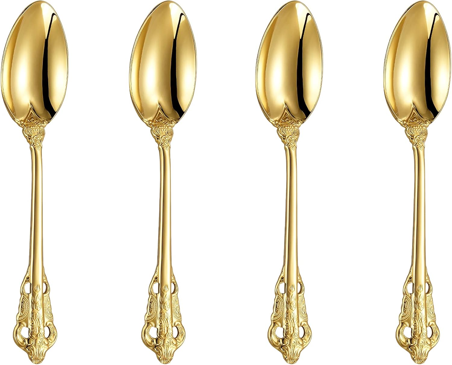 KEAWELL Luxury 6.3" Teaspoons, 18/10 Stainless Steel, Gorgeous Small Spoons, Stirring, Mixing, Sugar, Cake, Dessert Spoons, Mini Antipasto spoons (Gold)