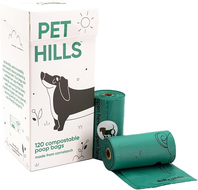 Compostable Dog Poop Bags – 120 Count Refill Rolls, TÜV OK Compost HOME Certified, Plant-Based Materials, Leakproof, Unscented, Extra Thick, Fits All Dispensers-PawvioPets