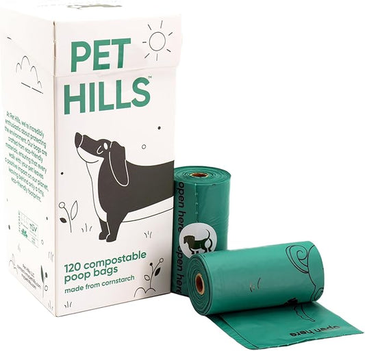 Compostable Dog Poop Bags – 120 Count Refill Rolls, TÜV OK Compost HOME Certified, Plant-Based Materials, Leakproof, Unscented, Extra Thick, Fits All Dispensers-PawvioPets