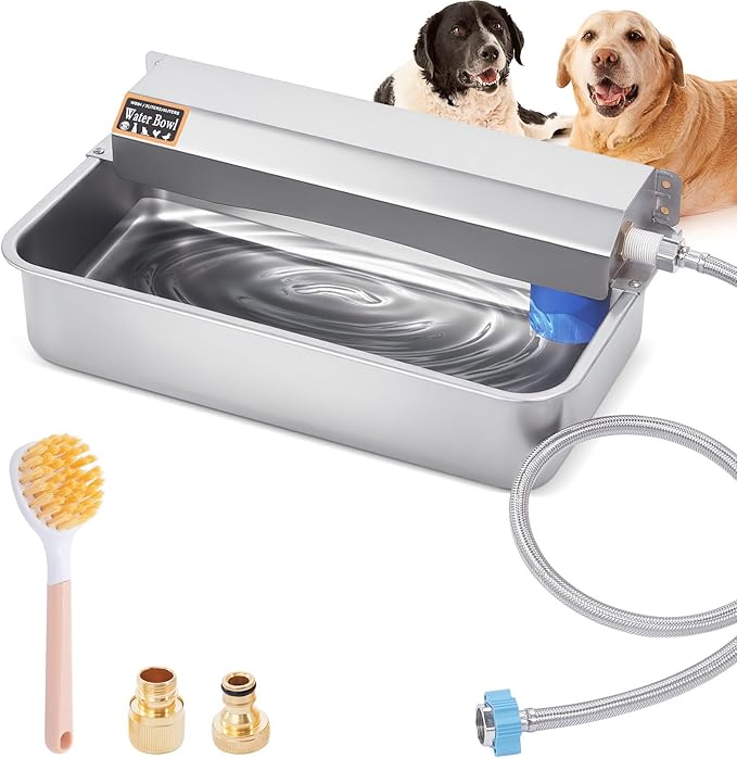 Automatic Water Dispenser for Dog, 6L Dog Water Bowl Dispenser, Large Stainless Steel Indoor/Outdoor Water Feeder Suitable for Dogs Livestock Chicken Horse, Easy to Clean-PawvioPets