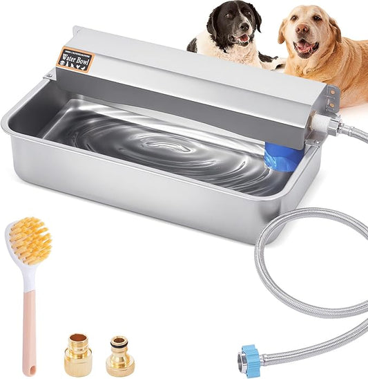 Automatic Water Dispenser for Dog, 6L Dog Water Bowl Dispenser, Large Stainless Steel Indoor/Outdoor Water Feeder Suitable for Dogs Livestock Chicken Horse, Easy to Clean-PawvioPets