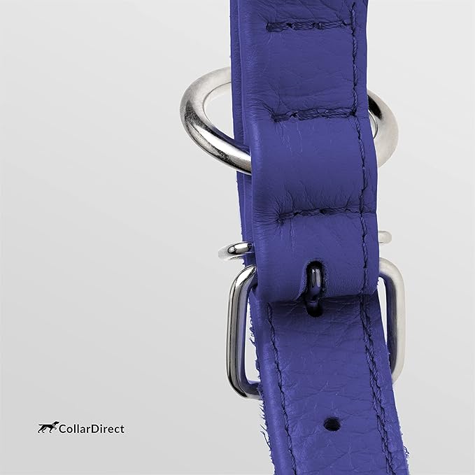 CollarDirect Rolled Leather Dog Collar, Soft Padded Round Puppy Collar, Handmade Genuine Leather Collar Dog Small Large Cat Collars 13 Colors (6-7 Inch, Purple Textured)-PawvioPets
