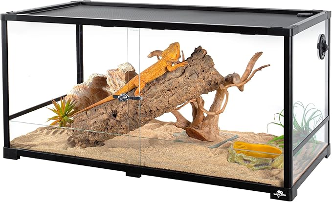 50 Gallon Reptile Tank, Glass Reptiles Terrarium 36" x 18" x 18", Sliding Door, Top Ventilation, Cable Pass, Humidify Hole, Glass Reptile Cage Habitat for Bearded Dragon, Lizard, Snake, Gecko-PawvioPets