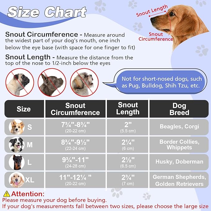 Dog Muzzle, Soft Air Mesh Muzzle for Small Medium Large Dogs Anti Biting Barking Chewing Scavenging, Breathable Adjustable Loop Pets Muzzle with Front Opening Design Allows Panting Drinking (Blue,XL)-PawvioPets