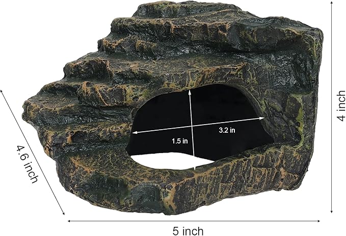 Gecko Tank Acccessories, Turtle Tank Accessories, Perfect Tortoise Hide Fish Tank Decor for Betta, Fish, Snake Hide, Professional Turtle Basking Platform (Medium)-PawvioPets