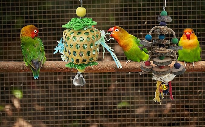 Bird Toys for Conures Parakeet, Birds Cage Accessories, Bird Shredding Foraging Toys for Cage-PawvioPets
