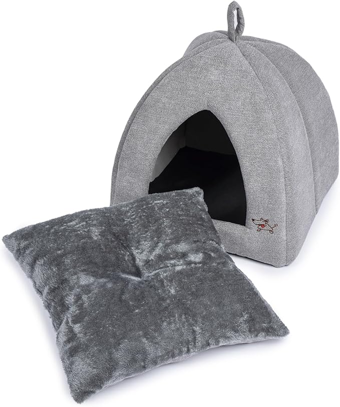 Best Pet Supplies Pet Tent-Soft Bed for Dog and Cat by - Gray, 20" x 20" x H:22"-PawvioPets