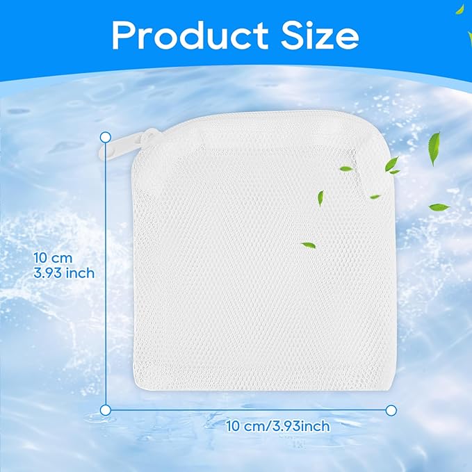 Aquarium Filter Media Bags for Aquarium with Zipper, Fine Mesh Bag Reusable Strong Polyester for Activated Carbon, Bio Filter Balls, Ceramic Rings, Filter Stones, White 10PCS 3.93" x 3.93"-PawvioPets