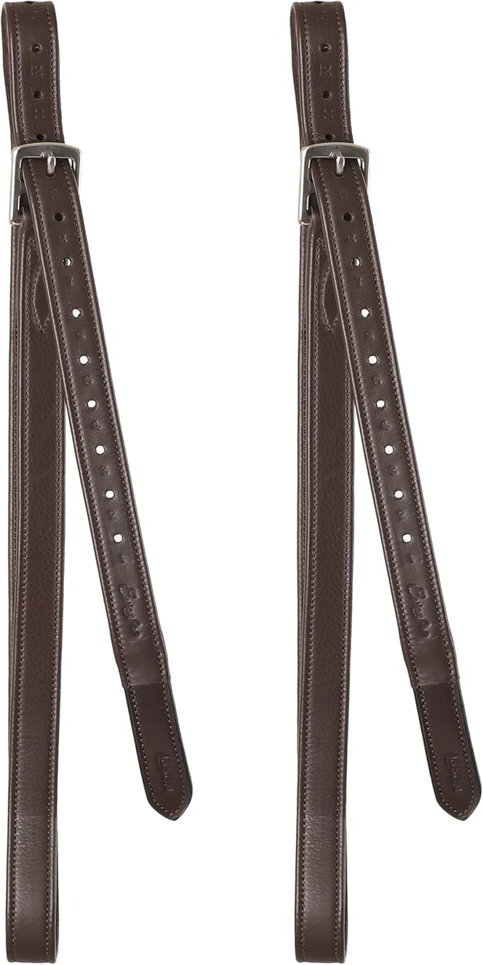 Exion FlexiStrong Stirrup Leathers for English Saddle | Ultra-Soft Cow Calfskin with Nylon Core | 1” Wide Stirrup Leathers for Daily Use | Sizes 48" to 62" | Black, Brown-PawvioPets