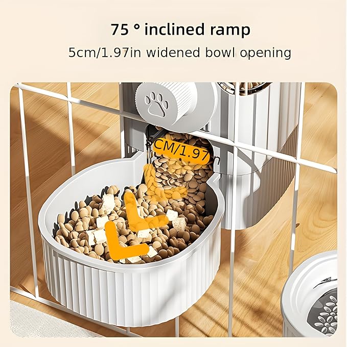 GPY Automatic Hanging Gravity Pet Feeder and Water Dispenser Set ，Automatic Dog Feeder and Dog Water Dispenser for Dogs Cats Pets Animals Large Capacity (Blue Water Feeder&Food Feeder) (Grey)-PawvioPets