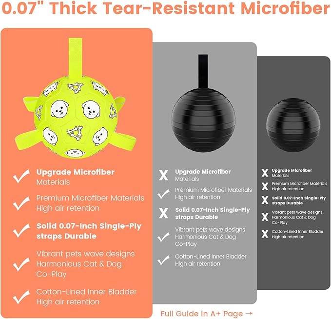 Dog Toys, Durable Dog Soccer Ball with Straps, Interactive Dog Toys, Water Fetch Ball for Tug of War, Puppy Toys for Indoor/Outdoor – Fun Dog Birthday Gift for Small & Medium Dogs, 6 Inch-PawvioPets