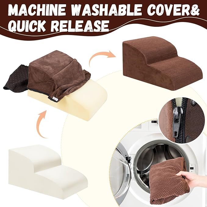 Dog Stairs for Small Dogs - High Density Foam Pet Steps, Extra Wide Dog Ramp with Non-Slip Bottom for High Beds, Couch and Sofa, Best for Dogs Injured, Older Doggy Cats-PawvioPets