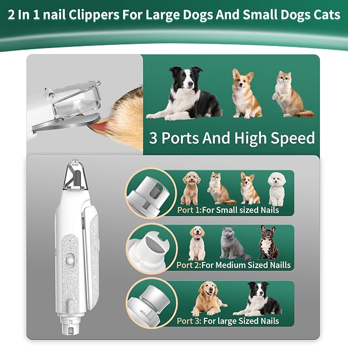 2-in-1 Cat Nail Clippers & Dog Nail Clippers Trimmers for Large Medium Small Dogs Cats Claw Trimmer Quick Sensor and Safety Guard USB Rechargeable with 2 LED Lights Dogs Nail Trimmer-PawvioPets
