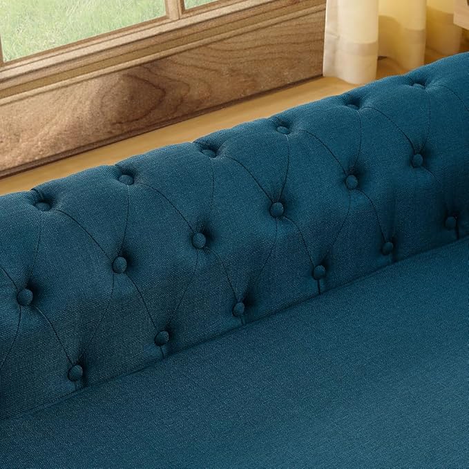 Dog Sofa Couch for Medium to Large Dogs, 55" Memory Foam Pet Sofa Couch with Washable Fabric, Durable Elevated Dog Bed with Legs, Removable Cushion for Medium and Large Dogs, Blue-PawvioPets