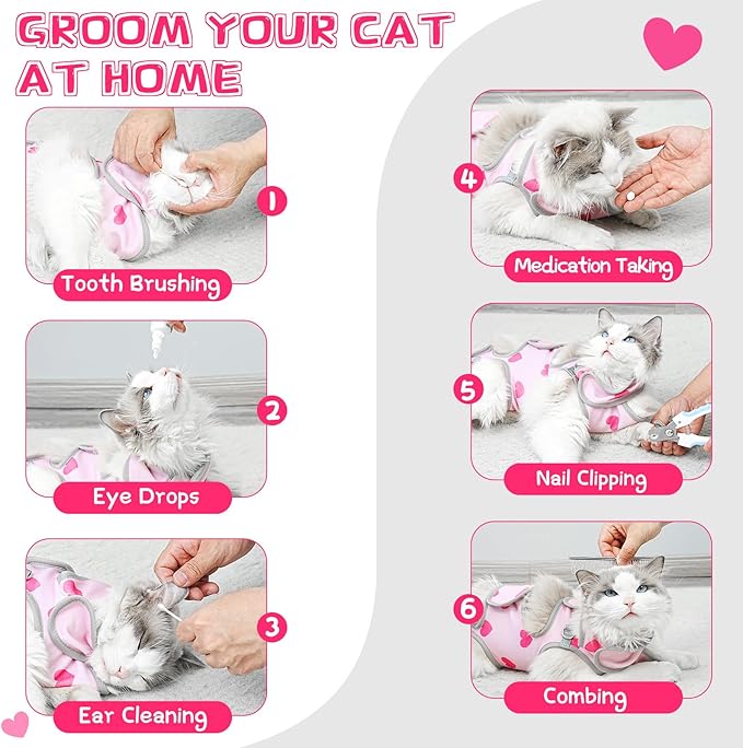 Cat Grooming Hammock, Self-Adherent Wrap for Cutting Nails, Anti-Escape Calming Grooming Bag for Medicine, Nail Clipping, Teeth Brushing, Ear Cleaning-PawvioPets