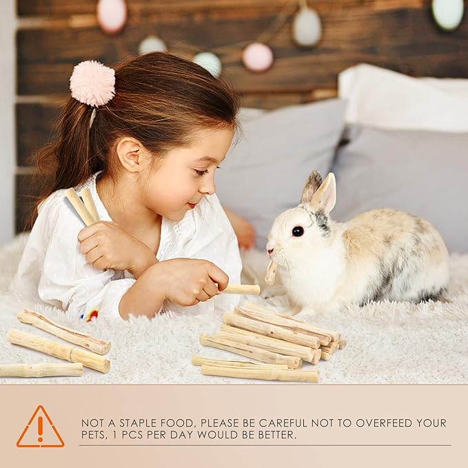 Bissap 145g/0.3Ib Sweet Bamboo Chew Sticks for Rabbits, Bunny Chew Sticks for Rabbits Hamster Chinchilla Guinea Pigs Rabbit Small Animals Natural Treats Teeth Grinding Chew Toys-PawvioPets