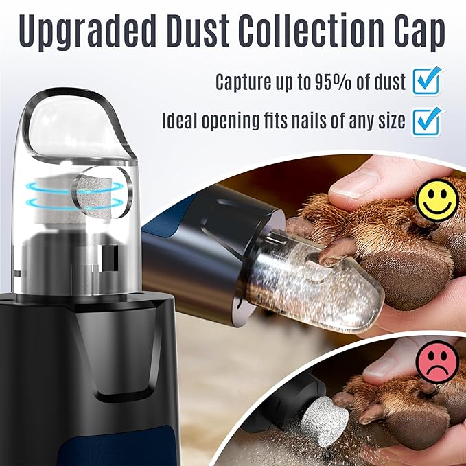 Casfuy New 6-Speed Dog Nail Grinder - 50% More Power Dog Nail Trimmers with 2 LED Lights Quiet 7h Running Time Electric Pet Nail Grinder File Toenail Grinder for Large Medium Small Dogs & Cats (DB)-PawvioPets
