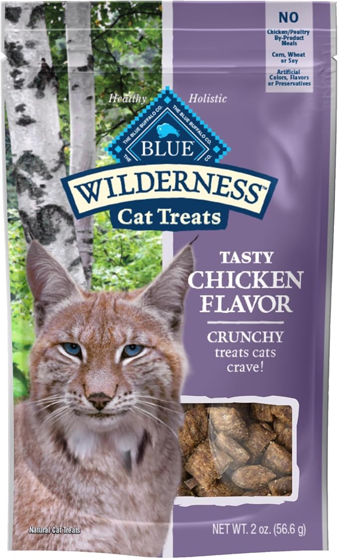 Blue Buffalo Wilderness High Protein Crunchy Cat Treats, Made With Natural Ingredients, Tasty Chicken, 2-oz Bag (Pack of 12)-PawvioPets