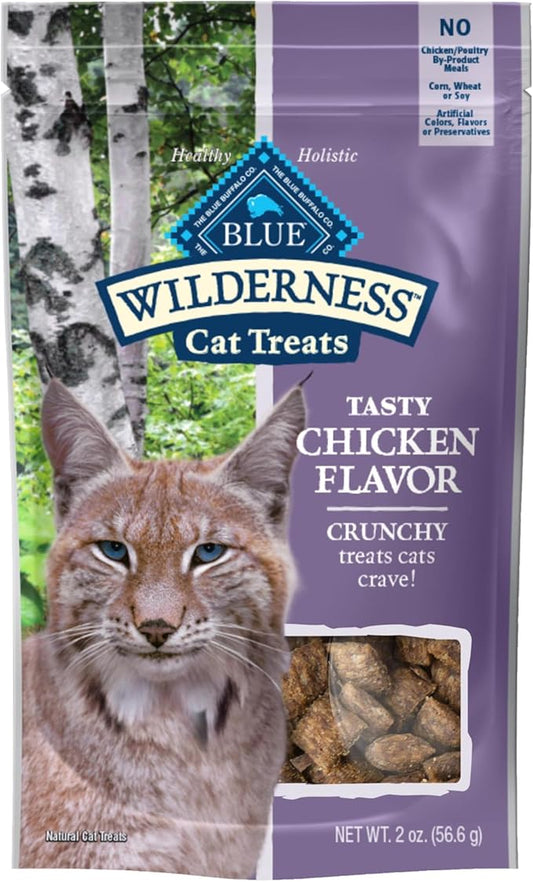 Blue Buffalo Wilderness High Protein Crunchy Cat Treats, Made With Natural Ingredients, Tasty Chicken, 2-oz Bag (Pack of 12)-PawvioPets