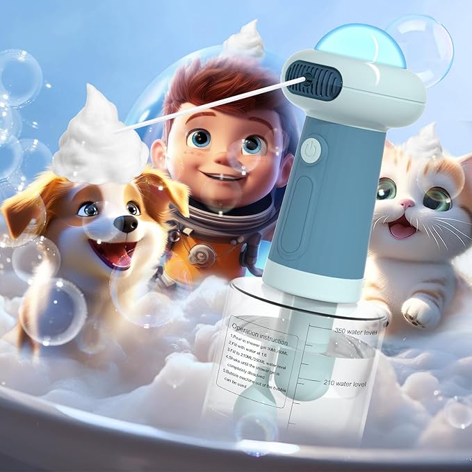 Electric Dog Shampoo Dispenser,IPX7 Cat Shampoo Sprayer,Pet Bath Supplies Automatic Foaming Shampoo Dispenser for Dog Deep Cleaing,Kitchen Sink，Bathroom Blue-PawvioPets