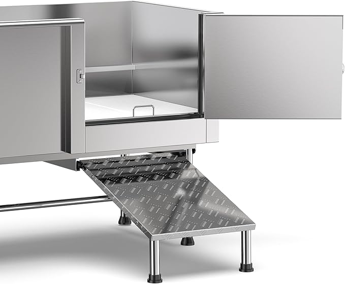 Flying Pig Grooming 62" Stainless Steel Pet Dog Bath Tub with Faucet (Right door/Left Drain), 62 x 27 x 58"-PawvioPets