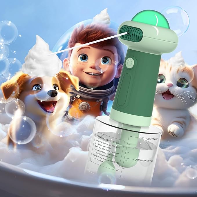 Electric Dog Shampoo Dispenser,IPX7 Cat Shampoo Sprayer,Pet Bath Supplies Automatic Foaming Shampoo Dispenser for Dog Deep Cleaing,Kitchen Sink，Bathroom Green-PawvioPets