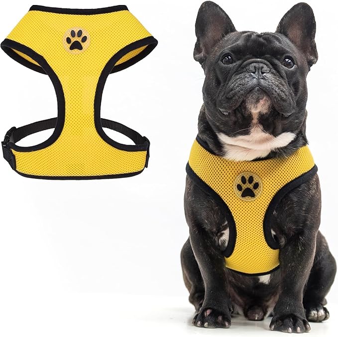 BINGPET No Pull Dog Harness,Soft Mesh Breathable All Weather Vest Harness,Safety Protection Design Durable Adjustable Step-in Easy Walk Dog Harness for Small Medium Large Dogs(Yellow,L)-PawvioPets