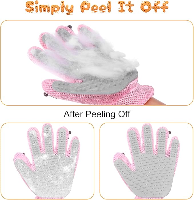 2 in 1 Pet Grooming Glove for Cats & Dogs, Efficient Deshedding Brush Pet Long Short Fur Removal Glove, Gentle Massaging Puppy Kitten Bathing Grooming Brush Tool, Easy Clean Floating Hair Mitt-PawvioPets