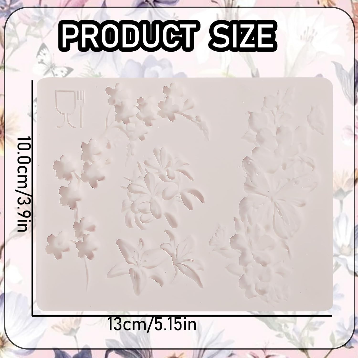 1 Pcs 3D Embossed Flower Fondant Mold, Exquisite Butterfly Lily Chocolate Silicone Molds, for Birthday Cake Decoration, Wedding Dessert Table, Candy, Keychain, Resin Crafts