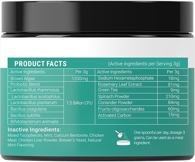 Dog Teeth Cleaning Powder - Dog Breath Freshener + Dental Care for Doggies & Cats + Tartar Remover for Teeth with Natural Ingredients + Probiotics Blend (Mint - 100g)-PawvioPets