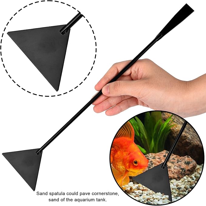 Aquarium Aquascaping Tool Stainless Steel Aquascape Tools Kit 4 in 1 Anti-Rust Fish Tank Starter Kit with Tweezers Scissors Spatula for Aquarium Plants (Black)-PawvioPets