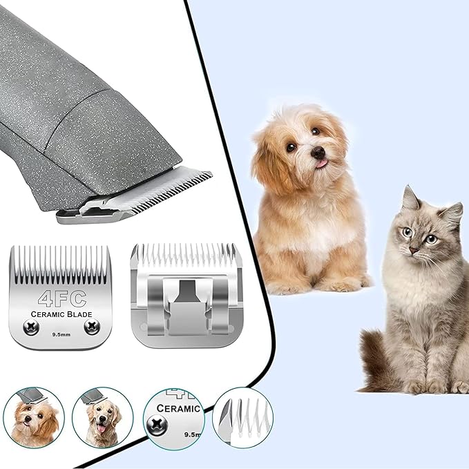 Audoc 4FC Blade Detachable Pet Clipper Replacement Blades, Ceramic and Stainless Steel, Compatible with Andis, Oster, and Wahl Clippers-PawvioPets