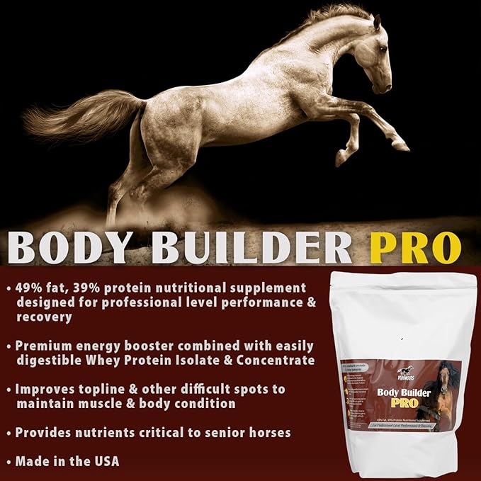 Body Builder Pro, Horse Weight Gain Supplement, Premium High Fat Energy Booster, with Whey Isolate and Concentrate Protein, 4lb Bag-PawvioPets