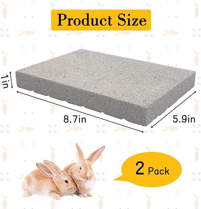 BNOSDM Rabbit Grinding Claw Pads 2Pack Bunny Scratch Foot Pads Natural Hamster Lava Stone for Teeth Grinding White Rabbit Scratching pad Chew Toy for Guinea Pig Ferret Chinchilla Mouse-PawvioPets