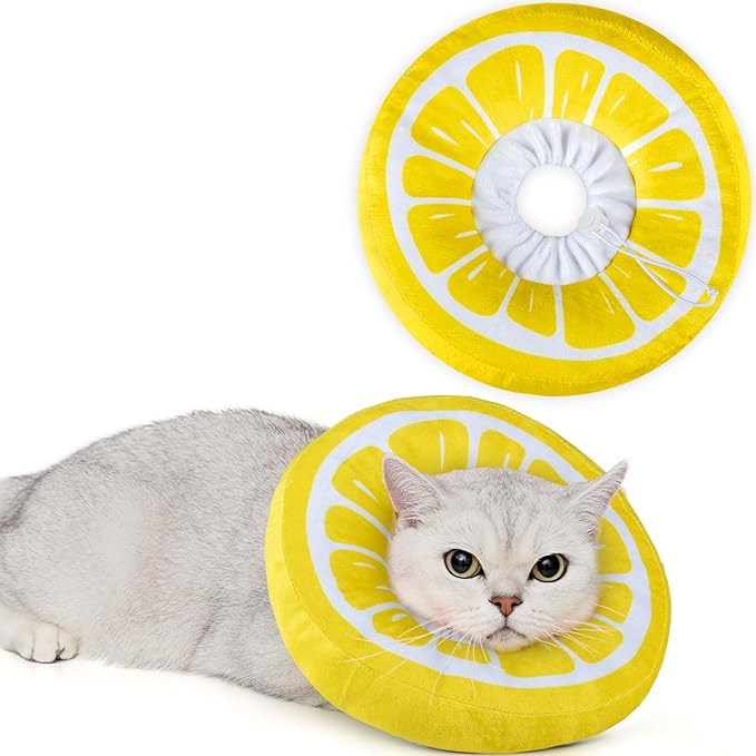 ANWA Adjustable Cat Cone Collar Soft, Cute Cat Donut Collar After Surgery, Kitten Recovery Cones to Stop Licking-PawvioPets