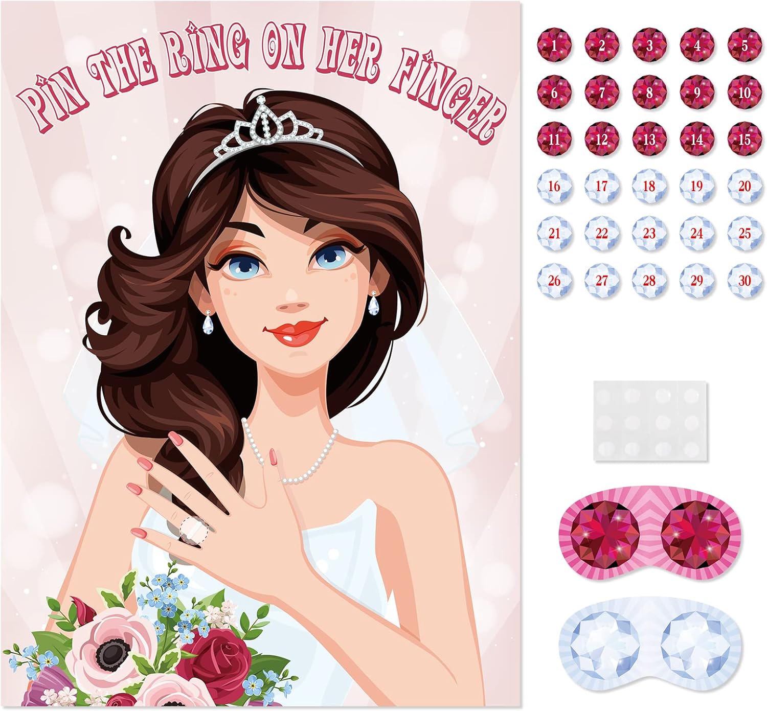 ASTARON Pin The Ring On The Bride, Bridal Shower Hen Party Bachelorette Party Girls Game Bride To Be Pin Game Party Supplies