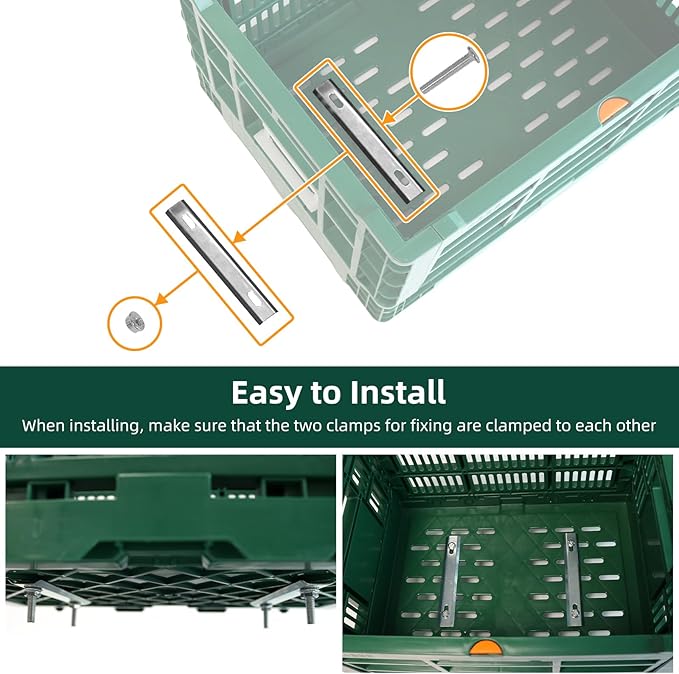 Foldable Large Green Plastic Bicycle Rear Basket with Cargo Net and Waterproof Cover Net for Shopping Outings, Pets, School, Picnics or Outdoor Activities, Easy to Install on Rack Mount-PawvioPets