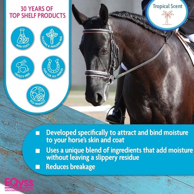 EQyss Premier Equine Rehydrant Spray - Moisturize Horse's Skin & Coat, Add Shine, Detangle, Repel Dirt & Dust - No Silicone, Non-slip Finish (128 oz)-PawvioPets