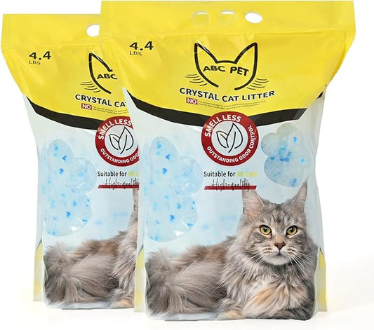 Cat Litter Crystals No Clumping Odor Control Kitty Litter Non-Clumping No scooping Low Dust, Low Tracking, Dehydrates Waste - 8.6 lbs (2 x 4.3 lb Packs)-PawvioPets