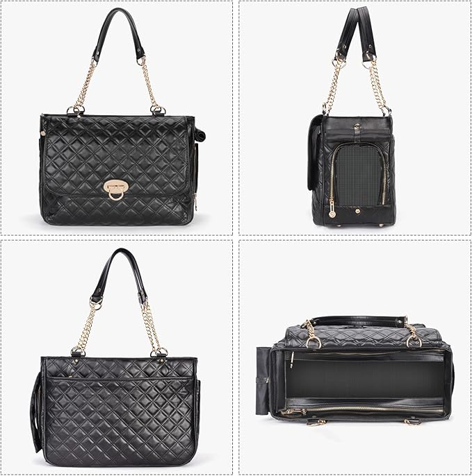 Fashion Pet Carrier Dogs Cat Small Animals Purse Bag, Leather Pet Carriers Dog Puppy Kitten Tote Travel Handbag TSA Airline-Approved-PawvioPets