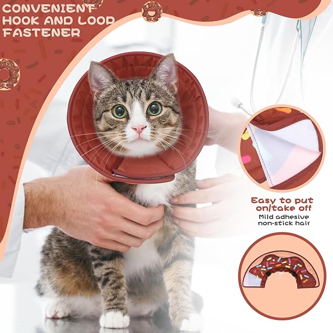 EXPAWLORER Cat Recovery Cone Collar- Soft Adjustable Pet Collar for After Surgery, Waterproof Elizabethan Protective Collar, Stop Licking Donut for Small Medium Kittens-PawvioPets