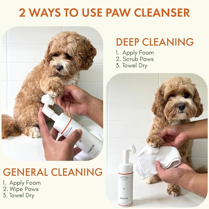 Dog Paw Cleaner | Gentle & PH-Balanced | Dog Paw Wash for All Breeds | Nourishing Formula with Aloe Vera | Portable & Easy-to-Use | Paw Cleaning Foam with Silicone Brush - 5.1 Fl Oz-PawvioPets